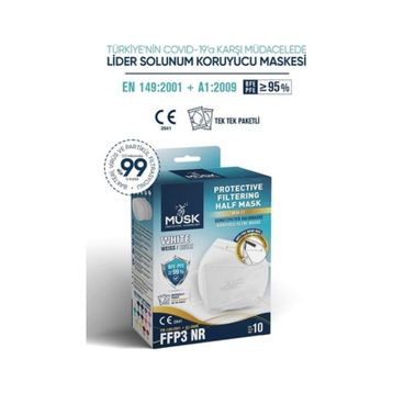 Musk Ffp3 N99 10'lu Beyaz Maske