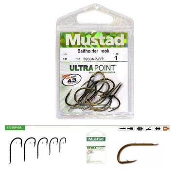 Mustad 5933 NPBR 4 Bronz 10'lu Olta İğnesi