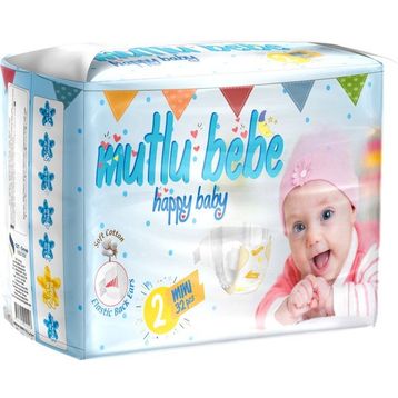 Mutlu Bebe No:2 Mini 32 Adet Bebek Bezi