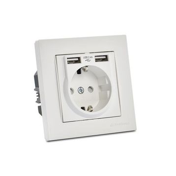 Mutlusan 2220 619 0201 Rita 2'li Beyaz USB Topraklı Priz