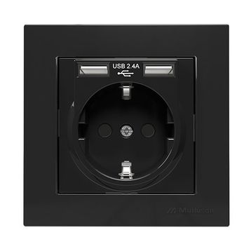 Mutlusan Rita Siyah 2'li Usb Topraklı Priz