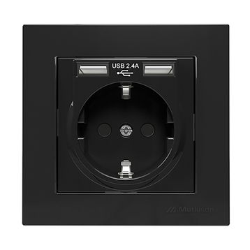Mutlusan Rita Siyah 2'li Usb Topraklı Priz