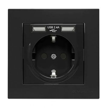 Mutlusan Rita Siyah 2'li Usb Topraklı Priz
