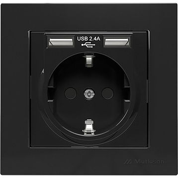 Mutlusan Rita Siyah 2'li Usb Topraklı Priz