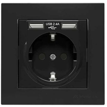 Mutlusan Rita Siyah İkili Usb Topraklı Priz