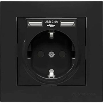 Mutlusan Rita Siyah İkili Usb Topraklı Priz