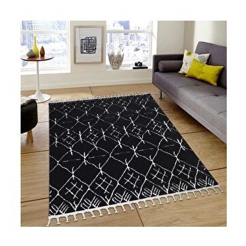 My Evilla 120x150 cm Modern Dekoratif Siyah Beyaz İskandinav Halı