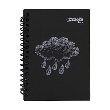 My Note Black Bulut Desenli A6 60 Siyah Yaprak Çizgisiz Spiralli Defter