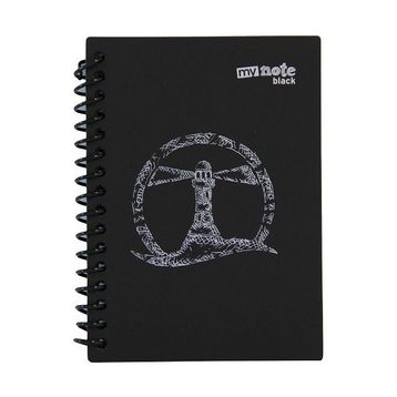 My Note Black Deniz Feneri Desenli A6 60 Siyah Yaprak Çizgisiz Spiralli Defter
