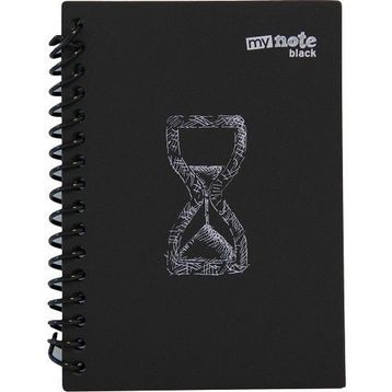 My Note Black Kum Saati Desenli A6 60 Siyah Yaprak Çizgisiz Spiralli Defter