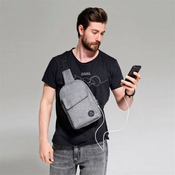 My Valice 1505 Gri Smart Bag Usbli Çapraz Göğüs Çantası