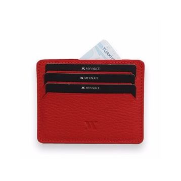 My Valice 1817 - Kırmızı Unisex Hakiki Deri Cüzdan ve Kartlık