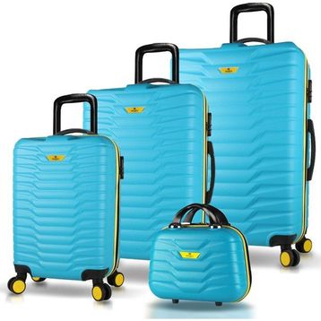 My Valice Croc Turkuaz ABS Kabin Orta Büyük ve Makyaj Boy 4'lü Travel Valiz Seti