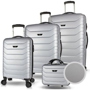 My Valice Solid PP Gümüş Gri Polipropilen Kabin Orta Büyük ve Makyaj Boy 4'lü Kırılmaz Travel Valiz Seti