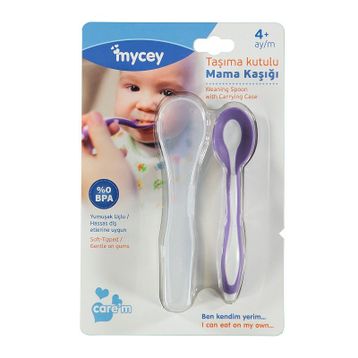 Mycey Mor Taşıma Kutulu Mama Kaşığı