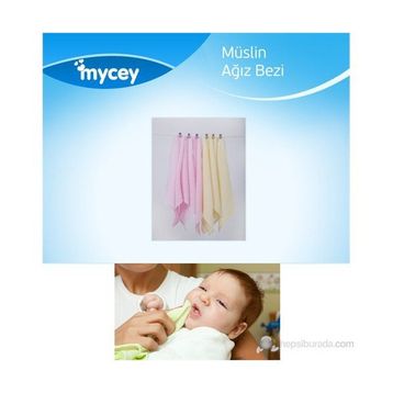 Mycey Müslin Pembeli Kumaş 6'lı Set Ağız Bezi