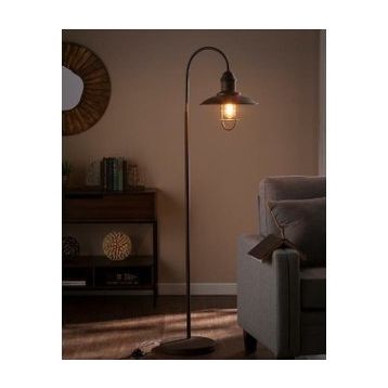 Mylights Retro Rustik Mat Siyah Rustik Ayaklı Köşe Lambası Lambader