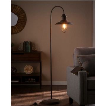 Mylights Retro Rustik Mat Siyah Rustik Ayaklı Köşe Lambası Lambader