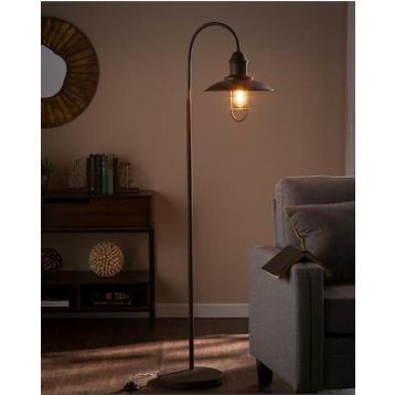 Mylights Retro Rustik Mat Siyah Rustik Ayaklı Köşe Lambası Lambader