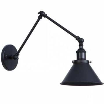 Mylights Retro Rustik Mat Siyah Üç Mafsalı Akrobat Duvar Lambası Aplik
