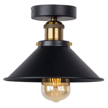 Mylights Siyah Retro 23 cm Tekli Rustik Plofonyer Tavan Avize