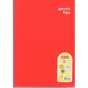 Mynote Flex Kırmızı 60 Yaprak Kareli Spiralli Defter