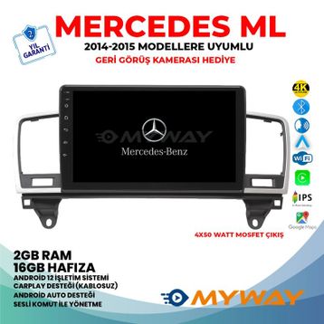 Myway Mercedes ML Android 12 Multimedya Kablosuz Carplay Navigasyon Ekran Teyp