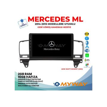 Myway Mercedes ML Android 12 Multimedya Kablosuz Carplay Navigasyon Ekran Teyp