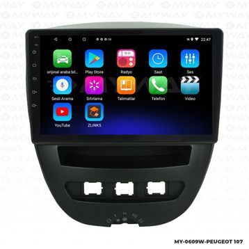 Myway Peugeot 107 Android 12 Kablosuz Carplay Navigasyon Multimedya Ekran