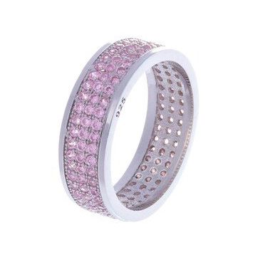 Nagıss 3 Sıra Tamtur Pembe Zirkon Taşlı 925 Ayar Gümüş Kadın Yüzük