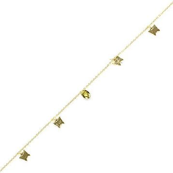 Najm Al Sahra 925 Ayar Gümüş Oval Peridot Taşlı Kelebek Halhal