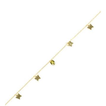 Najm Al Sahra 925 Ayar Gümüş Oval Peridot Taşlı Kelebek Halhal