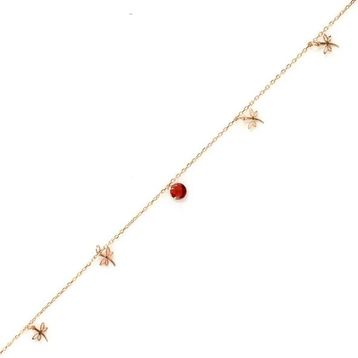Najm Al Sahra 925 Ayar Rose Gümüş Yuvarlak Garnet Taşlı Yusufçuk Model Halhal