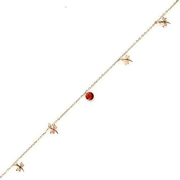 Najm Al Sahra 925 Ayar Rose Gümüş Yuvarlak Garnet Taşlı Yusufçuk Model Halhal