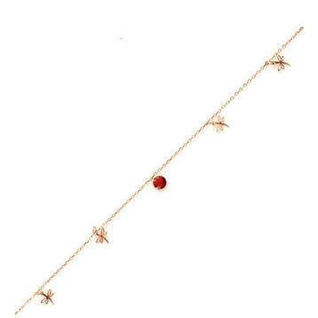 Najm Al Sahra 925 Ayar Rose Gümüş Yuvarlak Garnet Taşlı Yusufçuk Model Halhal