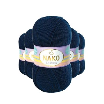 Nako 10094 5 Adet Lacivert Elite Baby El Örgü İpi Tüylenmeyen Bebek Yünü