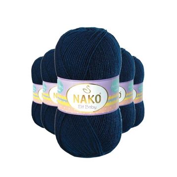 Nako 10094 5 Adet Lacivert Elite Baby El Örgü İpi Tüylenmeyen Bebek Yünü