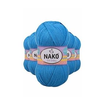 Nako 10119 5 Adet Alaska Mavisi Elite Baby El Örgü İpi Tüylenmeyen Bebek Yünü