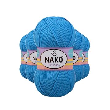 Nako 10119 5 Adet Alaska Mavisi Elite Baby El Örgü İpi Tüylenmeyen Bebek Yünü