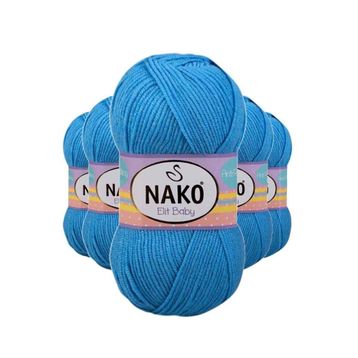 Nako 10119 5 Adet Alaska Mavisi Elite Baby El Örgü İpi Tüylenmeyen Bebek Yünü