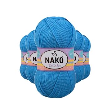 Nako 10119 5 Adet Alaska Mavisi Elite Baby El Örgü İpi Tüylenmeyen Bebek Yünü