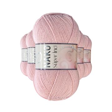 Nako 10275 5 Adet 100 gr Pembemsi Pudra Süper İnci El Örgü İpi