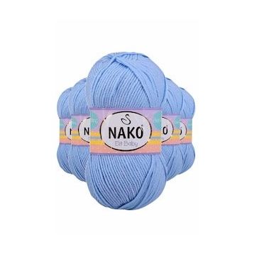 Nako 10305 Elite Baby 5 Adet Mavi El Örgü İpi Tüylenmeyen Bebek Yünü
