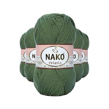 Nako 11253 5 Adet Haki Yeşil Pırlanta Amigurumi El Örgü İpi Yünü