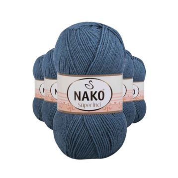 Nako 185 5 Adet 100 gr Fırtına Mavi Süper İnci El Örgü İpi