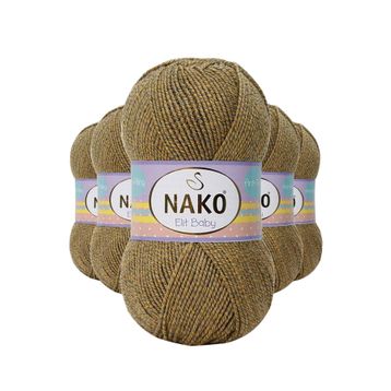 Nako 21354 Elite Baby 5 Adet Sarı Gri El Örgü İpi Tüylenmeyen Bebek Yünü