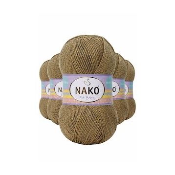 Nako 21354 Elite Baby 5 Adet Sarı Gri El Örgü İpi Tüylenmeyen Bebek Yünü