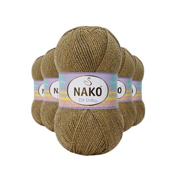 Nako 21354 Elite Baby 5 Adet Sarı Gri El Örgü İpi Tüylenmeyen Bebek Yünü