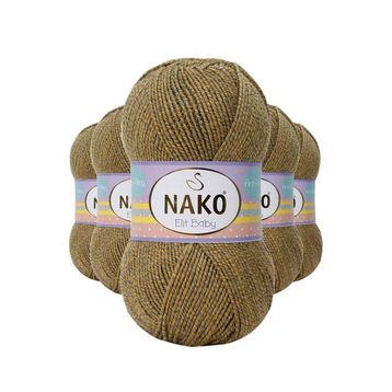Nako 21354 Elite Baby 5 Adet Sarı Gri El Örgü İpi Tüylenmeyen Bebek Yünü