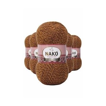 Nako 21361 Angora 5 Adet Hardal Muline Lüks El Örgü İpi